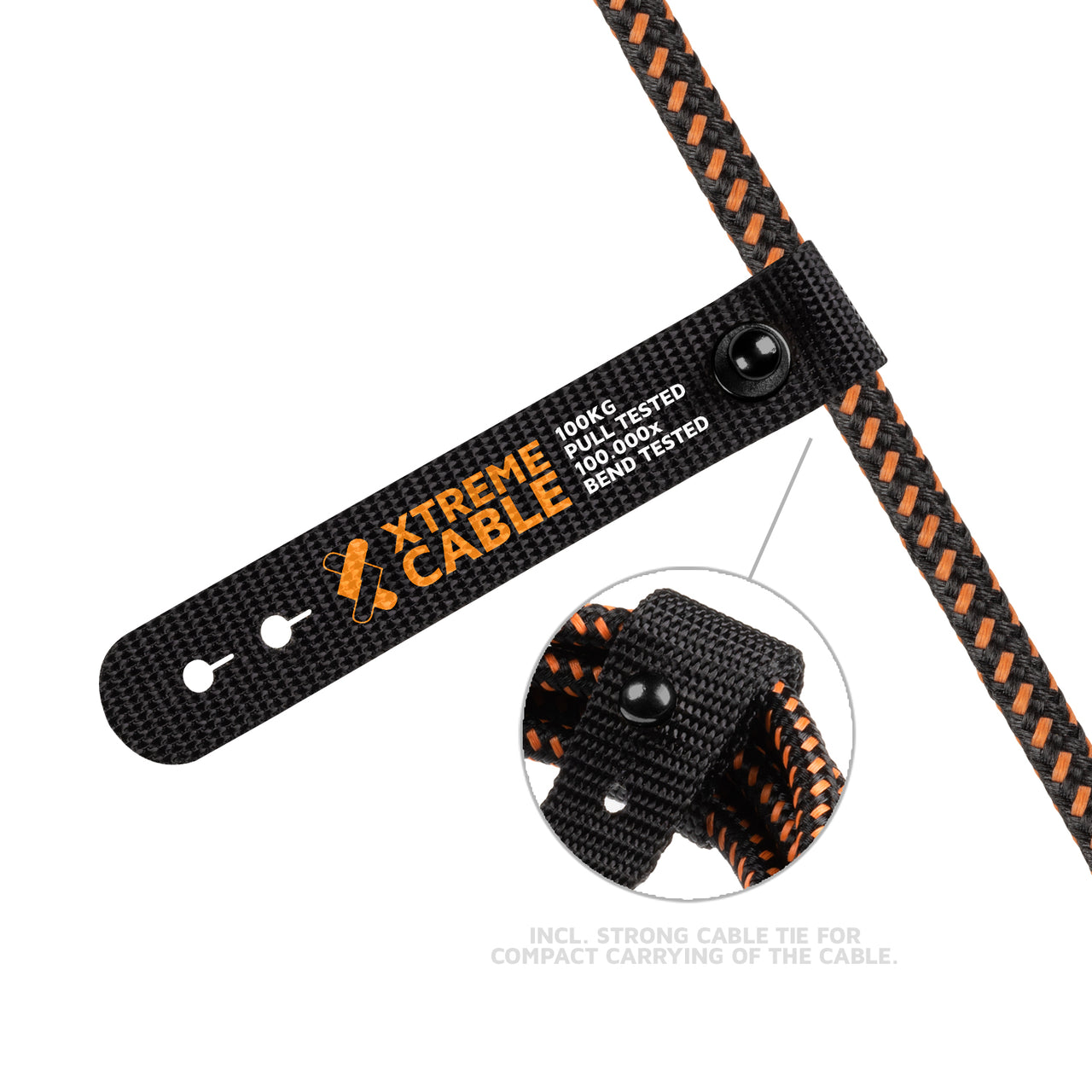 Xtreme USB auf USB-C Kabel - 1.5 Meter - Schwarz/Orange