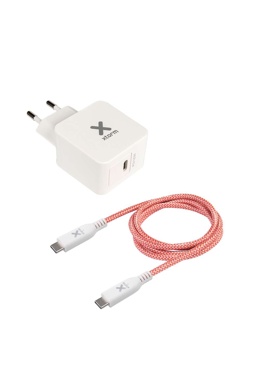 Original 18 W USB-C Power Delivery AC Adapter + USB-C Kabel - Rot/Weiß