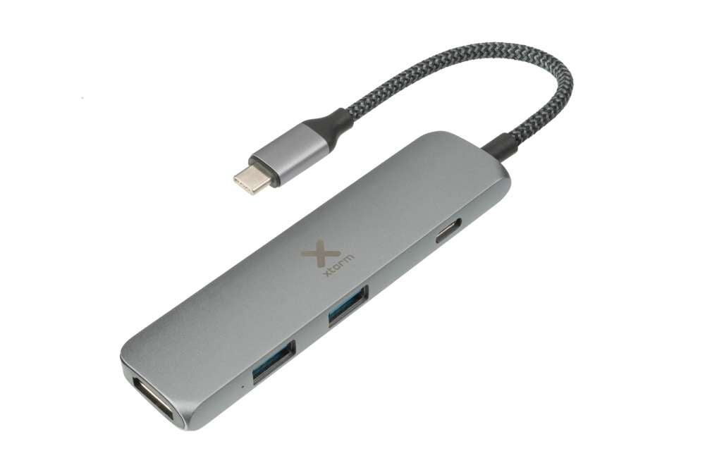 XWH03 - Worx - 4-in-1 USB-C Hub (Geflochtenes Kabel) - 60 W - HDMI, USB, USB-C - Space Grey